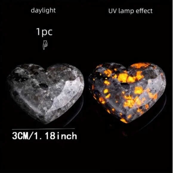 Yooperlite Crystal Rock Heart Glow In the Dark UV Activated 1.81 inch NWT - Picture 4 of 4